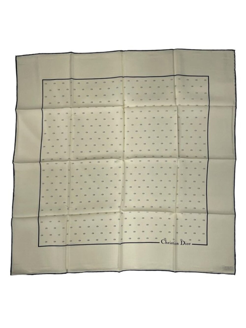 Dior Scarf Silk CD Logo All Over Pattern Beige - Picture 2 of 9